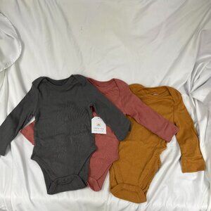 Little Co Lauren Conrad Long Sleeve Organic Cotton Bodysuits, 3-Pack, 12 months